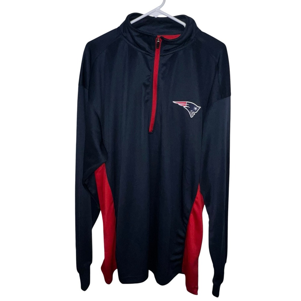 New England Patriots Fanatics Polyester Quarter-Zip Raglan Jacket Navy Red 3XL